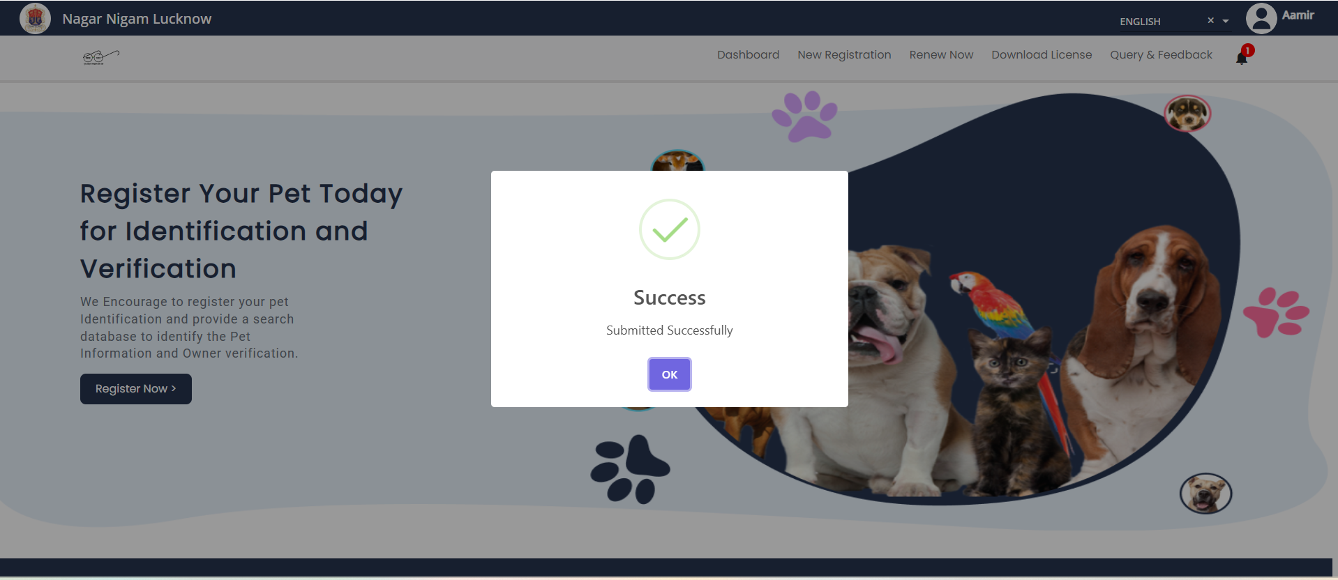 Pet Registration Completed